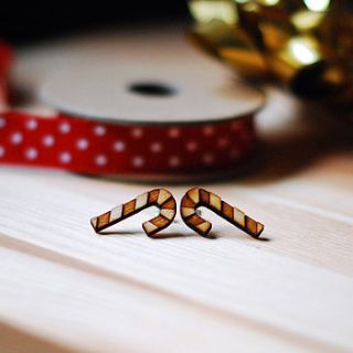 candy cane stud earrings by press send