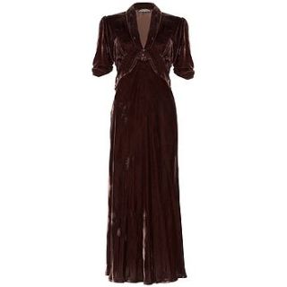 sable midi dress in chocolate silk velvet by nancy mac