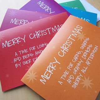 pack of six tongue in cheek christmas cards by mrs l cards