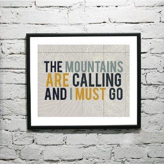 The Mountains Are Calling and I Must Go (M) Wall Saying Vinyl Lettering Home Decor Decal Stickers Quotes (Gray)  