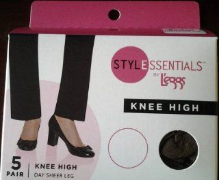 Stylessentials by L'eggs Knee High One Size Reinforce Toe Suntan 5 Pairs Beauty