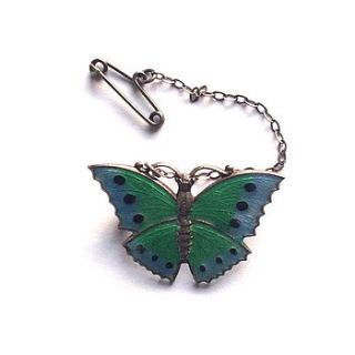 art deco silver enamel butterfly brooch by ava mae designs