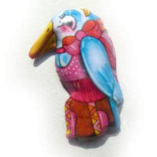 1950's tin parrot brooch by charlie boots