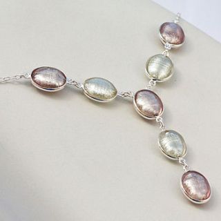 silver necklace with murano glass ovals by claudette worters