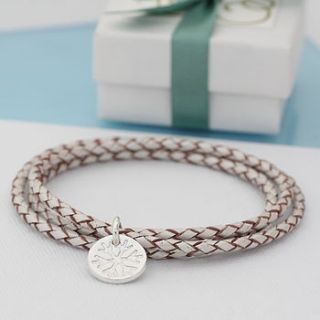 silver snowflake leather wrap bracelet by green river studio