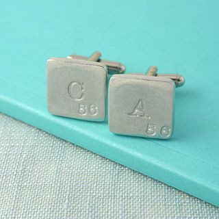 personalised scrabble style pewter cufflinks by multiply design