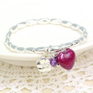 purple heart and silver bead bracelet by lisa angel