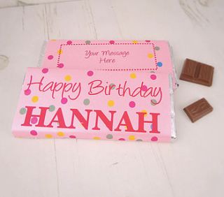 happy birthday personalised chocolate bar by tailored chocolates and gifts