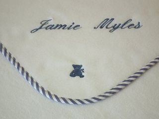 personalised embroidered baby blanket by broderie blanc