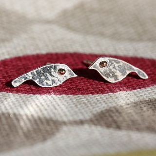 handmade silver & gold lovebird stud earrings by jemima lumley jewellery