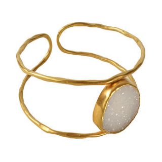 bex bangle gold and white drusy by flora bee