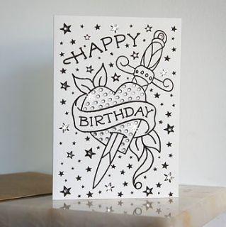 dagger birthday tattoo card with diamante by spdesign