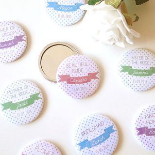personalised polka dot bridal or hen party mirrors by emily parkes art