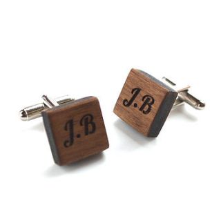 personalised wooden square cufflinks by made lovingly made