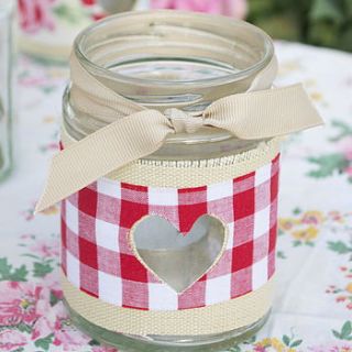 gingham jam jar candle holder by abigail bryans designs