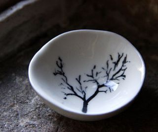 hand painted porcelain 'tree' bowl by artisan