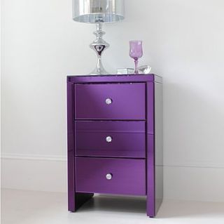 purple glass bedside table by out there interiors