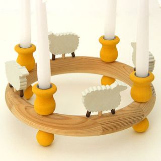 wooden candle ring with sheep by drift living