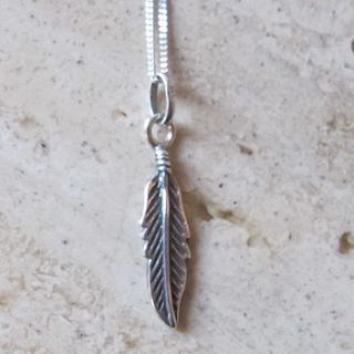 sterling silver feather pendant necklace by ava mae designs