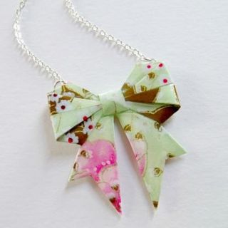 meadow washi paper origami bow necklace by matin lapin
