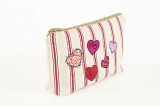 embroidered heart make up bag by lizzie searle