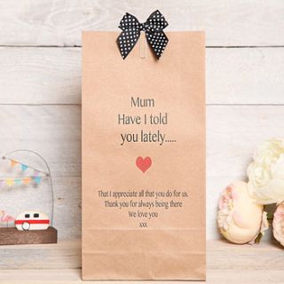 mothers day personalised 'have i told' bag by red berry apple