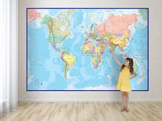 giant world map mural blue ocean by maps international