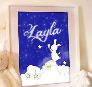 personalised bunny stars name print by olivia sticks with layla