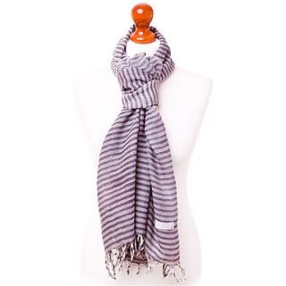 classic grey striped wool scarf by the wool room