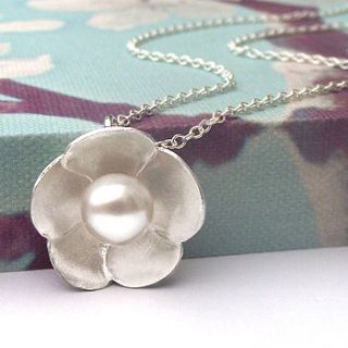 white poppy flower necklace by zelda wong