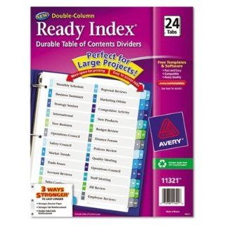 Avery Consumer Products Products   Table of Contents Dividers, Double Column, 1 24 Tab, Multi   Sold as 1 ST   Table of contents dividers each have two columns, providing more printing space for larger or more text. Two layers of tabs are easier to see and