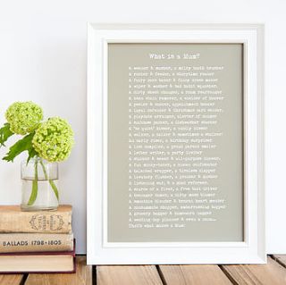 'what is a mum?' framed poem print by bespoke verse