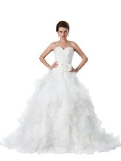 Topwedding Sweetheart Organza Ball Gown with Ruffles and 3D Flower Dresses