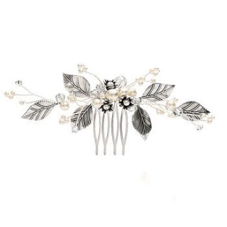 floribunda pearl and silver rose leaf comb by cherished