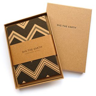 set of 12 handmade chevron note cards by dig the earth