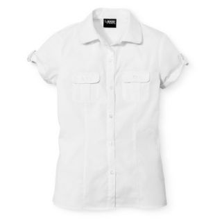 French Toast Girls School Uniform Short Sleeve Safari Blouse   White 14