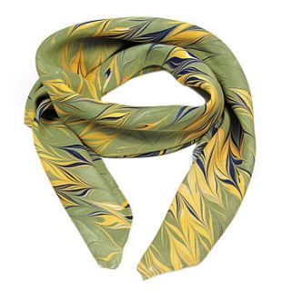 huron hand marbled silk scarf by whitehorn