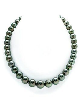 10 13mm Tahitian Cultured Pearl Necklace   Peacock Color Jewelry