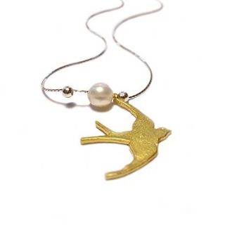 22ct gold swallow necklace by eve&fox
