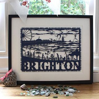 brighton seafront folk art papercut by mimi & mae