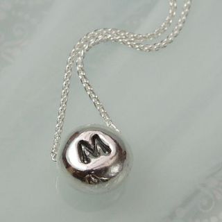 personalised initial pebble necklace on chain by green river studio