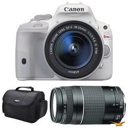 Canon EOS Rebel SL1 Digital SLR EF S 18 55mm and 75 300mm White Bundle