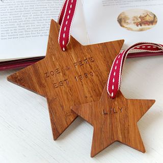 personalised wooden star keepsake tag by clara and macy