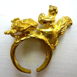 adjustable brass squirrel ring by charlie boots