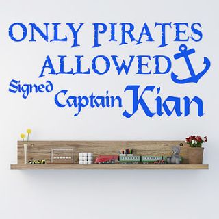 personalised pirate wall sticker by wall decals uk by gem designs