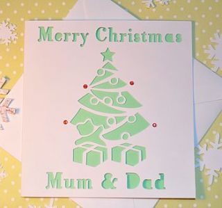 personalised laser cut christmas tree card by sweet pea design