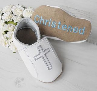 personalised christening shoes with cross by born bespoke