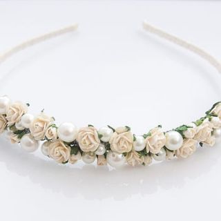 rosie rose and pearl hairband by britten weddings