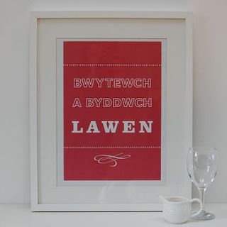 welsh 'eat and be merry' print by adra