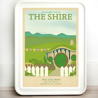 lord of the rings shire retro travel print by teacup piranha